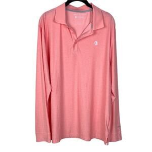 Coolibar Erodym Long Sleeve Golf Polo Shirt UPF 50+ Large Coral